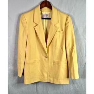 Pendleton women blazer single breasted wool USA Yellow casual warm petite